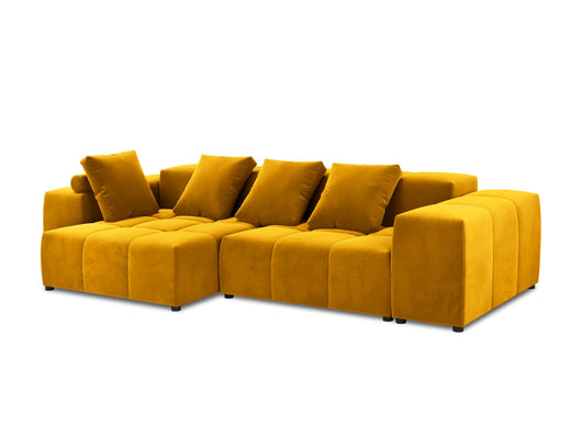 Cosmopolitan Design - Divano angolare modulare reversibile "Rome" 4 posti in velluto giallo 