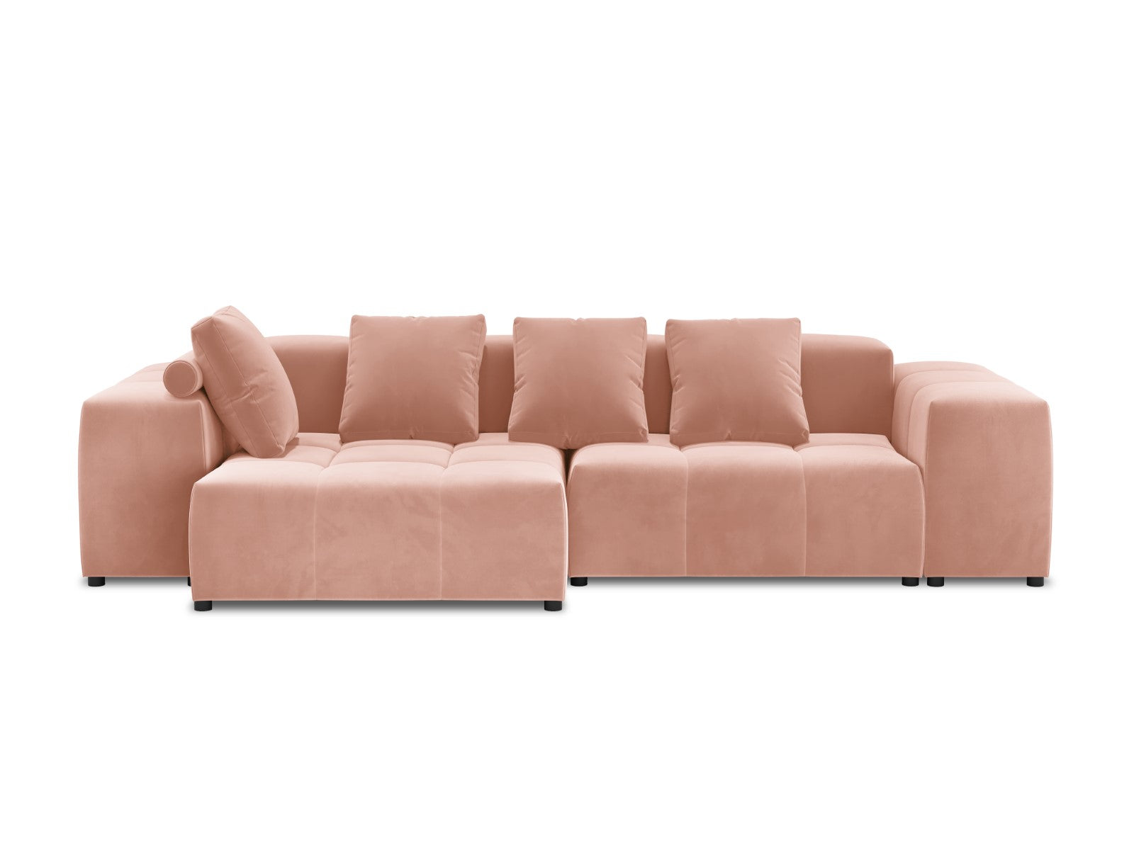 Cosmopolitan Design - Divano angolare modulare reversibile "Rome" 4 posti in velluto rosa 