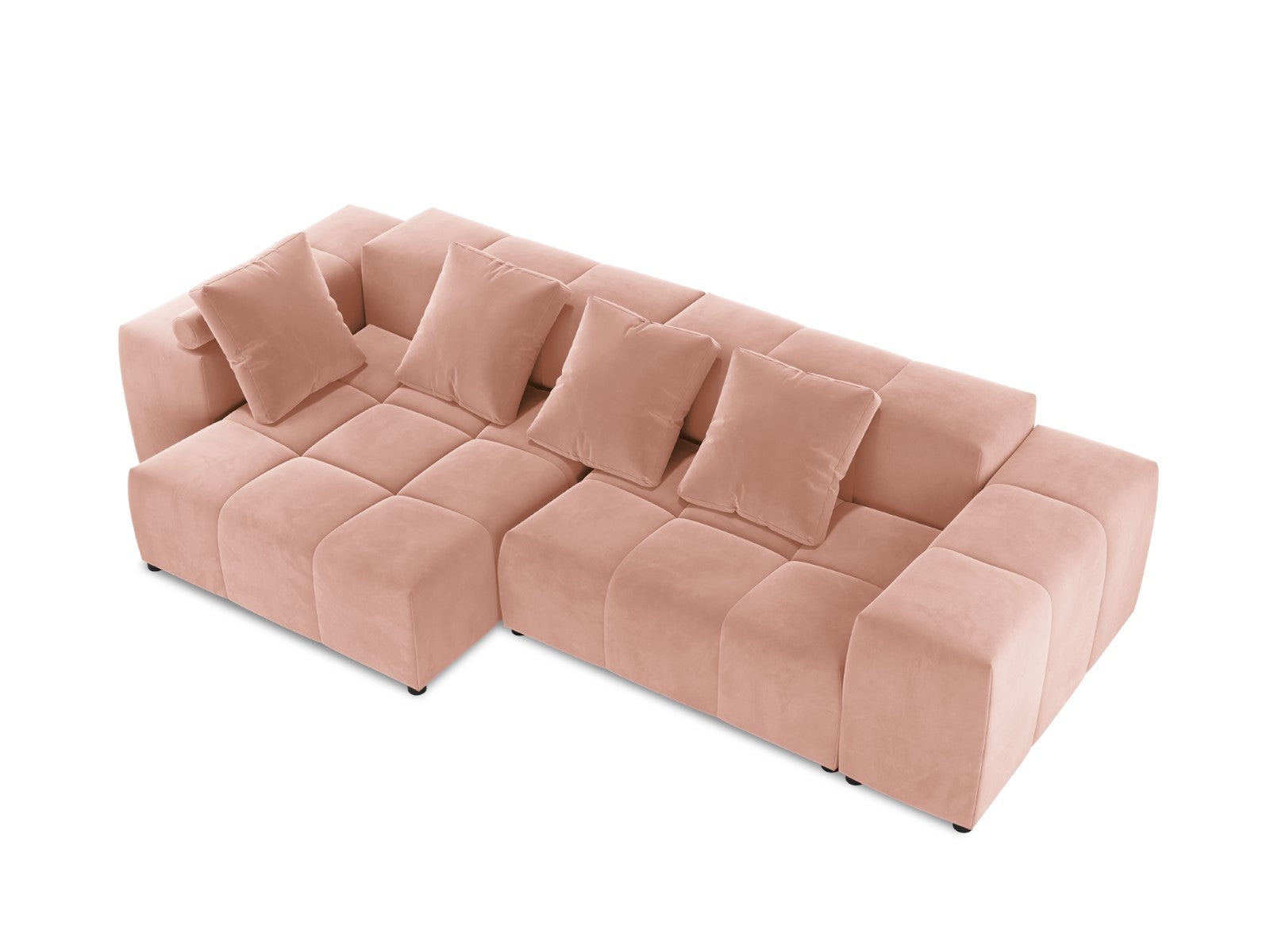 Cosmopolitan Design - Divano angolare modulare reversibile "Rome" 4 posti in velluto rosa 