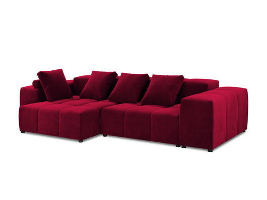 Cosmopolitan Design - Divano angolare modulare reversibile "Rome" 4 posti in velluto rosso 