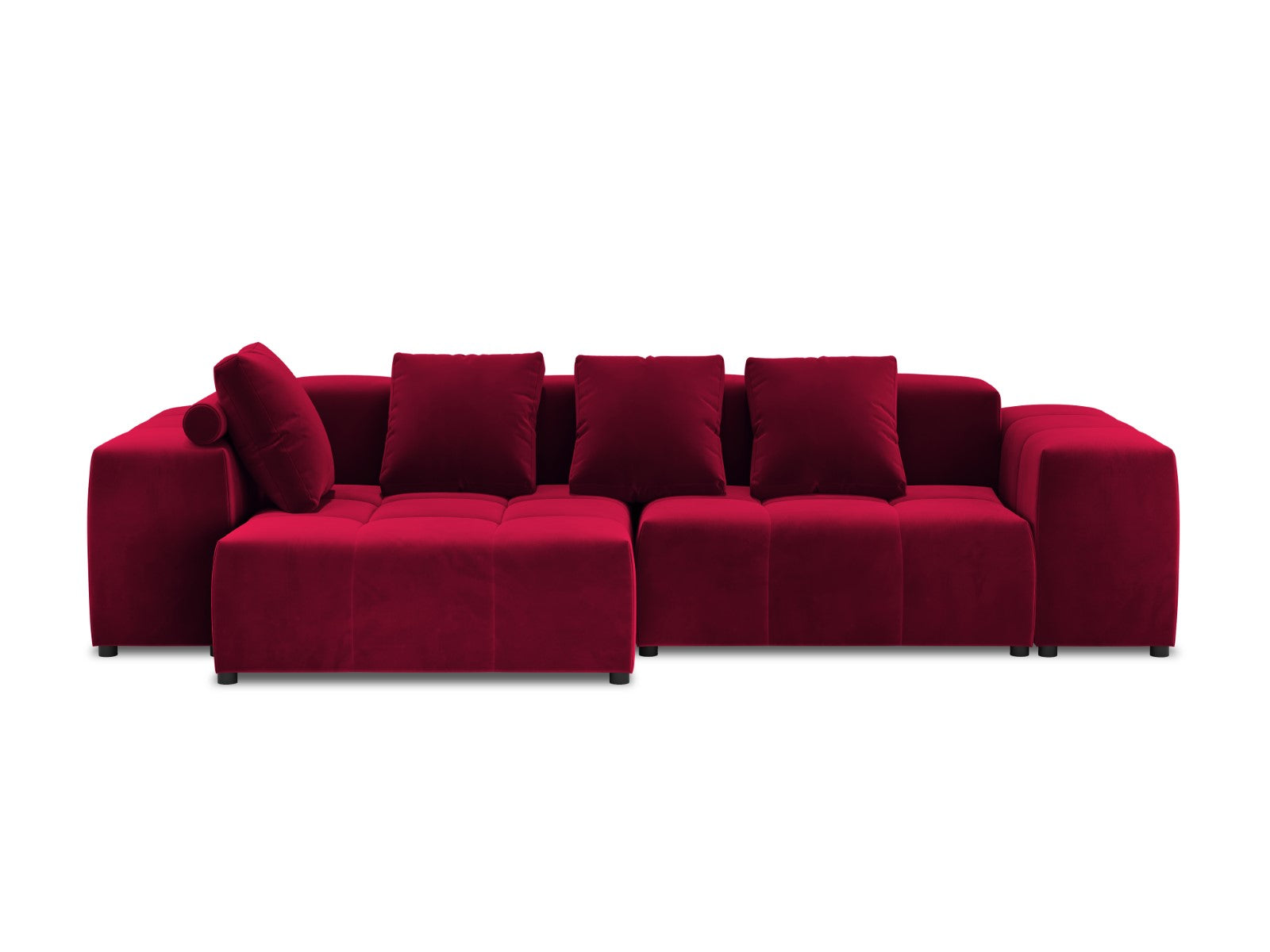 Cosmopolitan Design - Divano angolare modulare reversibile "Rome" 4 posti in velluto rosso 
