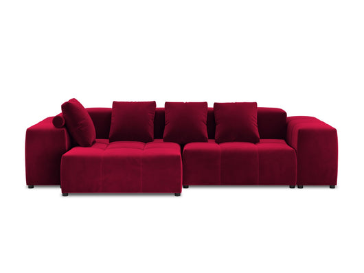 Cosmopolitan Design - Divano angolare modulare reversibile "Rome" 4 posti in velluto rosso 