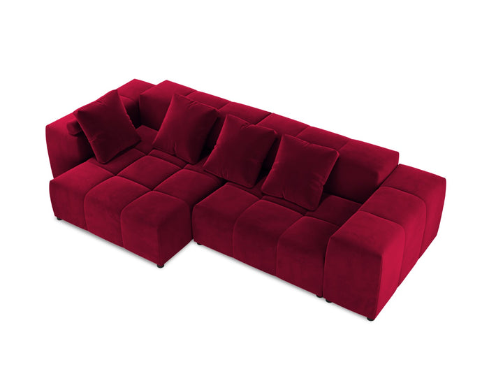 Cosmopolitan Design - Divano angolare modulare reversibile "Rome" 4 posti in velluto rosso 