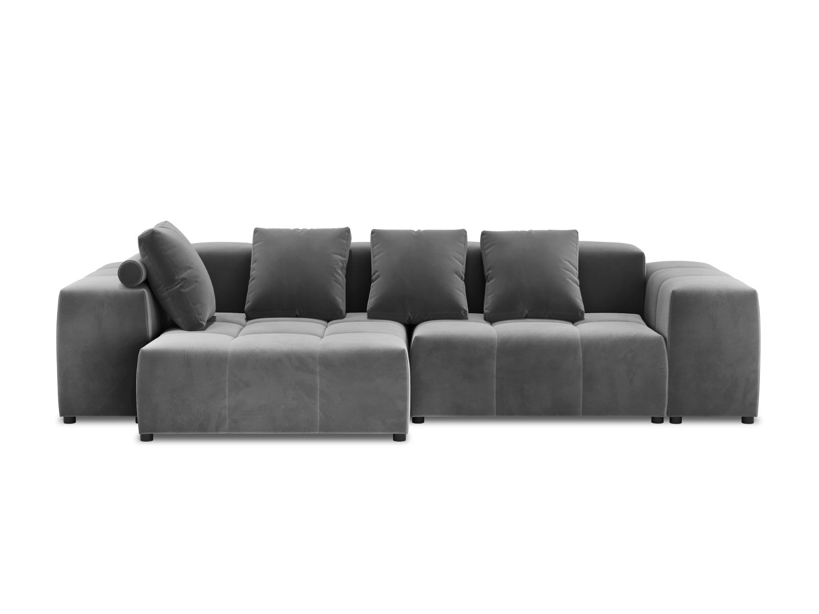 Cosmopolitan Design - Divano angolare modulare reversibile "Rome" 4 posti in velluto grigio 