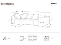 Cosmopolitan Design - Divano angolare modulare reversibile "Rome" 4 posti in velluto grigio scuro 