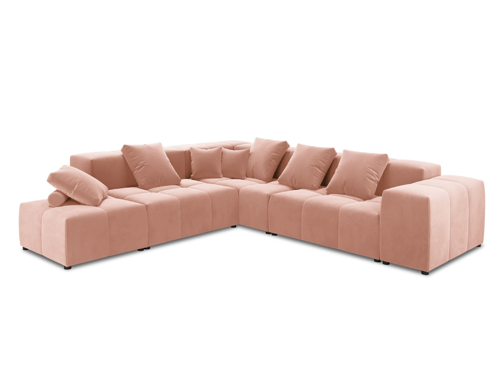 Cosmopolitan Design - Divano angolare modulare reversibile "Rome" 7 posti in velluto rosa 