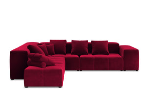 Cosmopolitan Design - Divano angolare modulare reversibile "Rome" 7 posti in velluto rosso 