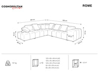 Cosmopolitan Design - Divano angolare modulare reversibile "Rome" 7 posti in velluto grigio 