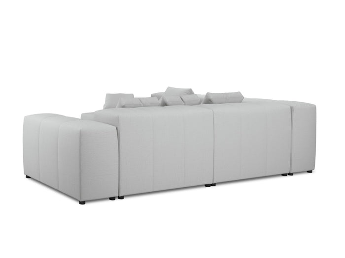 Cosmopolitan Design - Divano angolare modulare reversibile "Rome" 7 posti in tessuto strutturato grigio chiaro 