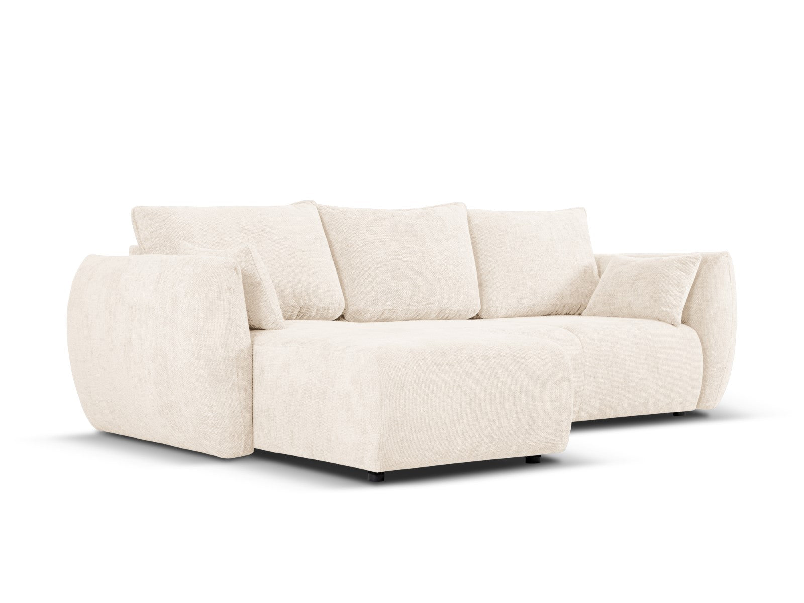 Cosmopolitan Design - Divano convertibile angolare sinistro con contenitore "Matera" 4 posti in ciniglia beige chiaro 