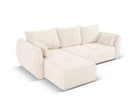 Cosmopolitan Design - Divano convertibile angolare sinistro con contenitore "Matera" 4 posti in ciniglia beige chiaro 