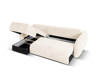 Cosmopolitan Design - Divano convertibile angolare sinistro con contenitore "Matera" 4 posti in ciniglia beige chiaro 