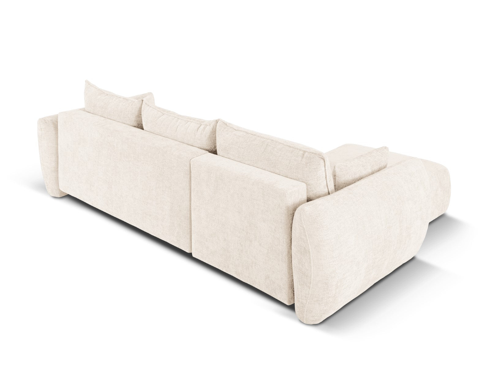 Cosmopolitan Design - Divano convertibile angolare sinistro con contenitore "Matera" 4 posti in ciniglia beige chiaro 