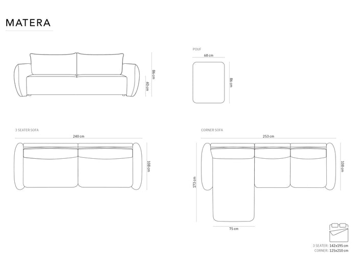Cosmopolitan Design - Divano convertibile angolare sinistro con contenitore "Matera" 4 posti in ciniglia beige chiaro 