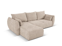 Cosmopolitan Design - Divano convertibile angolare sinistro con contenitore "Matera" 4 posti in ciniglia beige 