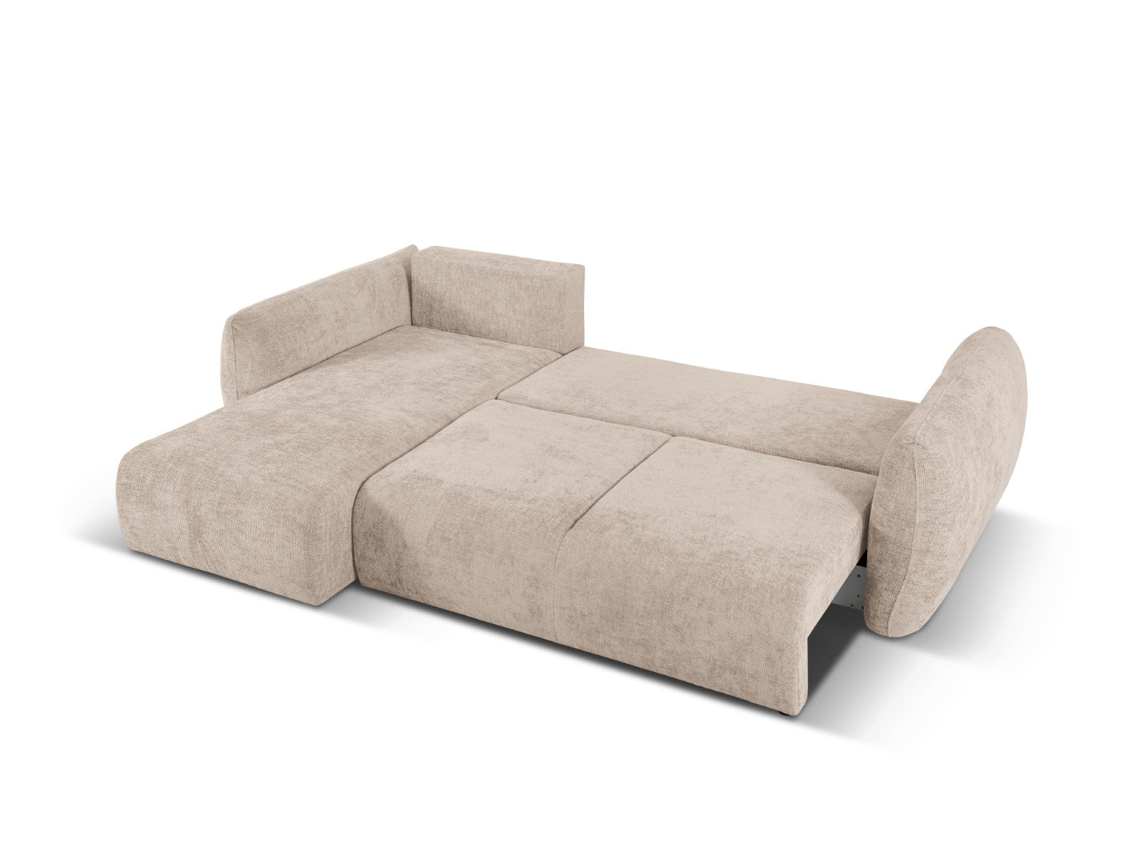 Cosmopolitan Design - Divano convertibile angolare sinistro con contenitore "Matera" 4 posti in ciniglia beige 