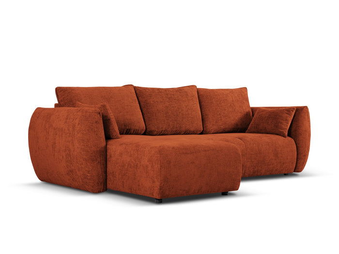 Cosmopolitan Design - Divano convertibile angolare sinistro con contenitore "Matera" 4 posti in ciniglia terracotta 