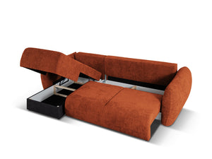 Cosmopolitan Design - Divano convertibile angolare sinistro con contenitore "Matera" 4 posti in ciniglia terracotta 