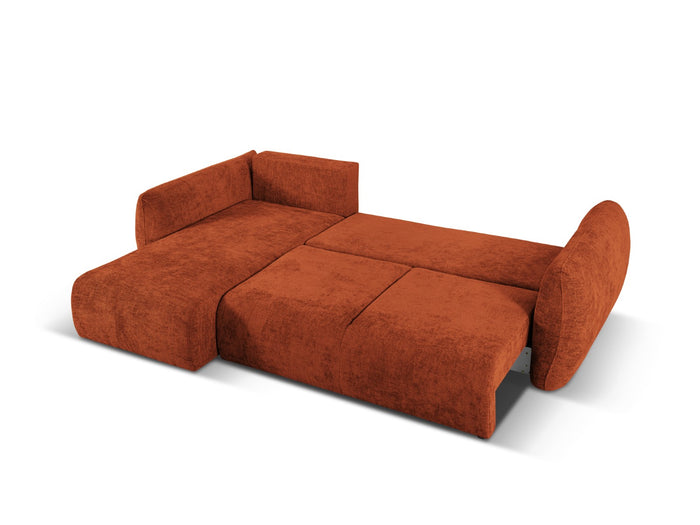 Cosmopolitan Design - Divano convertibile angolare sinistro con contenitore "Matera" 4 posti in ciniglia terracotta 