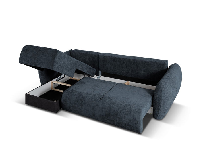 Cosmopolitan Design - Divano convertibile angolare sinistro con contenitore "Matera" 4 posti in ciniglia blu reale 