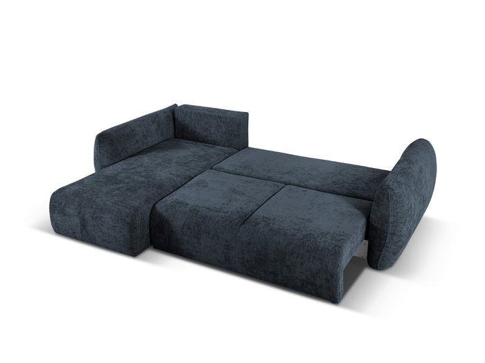 Cosmopolitan Design - Divano convertibile angolare sinistro con contenitore "Matera" 4 posti in ciniglia blu reale 