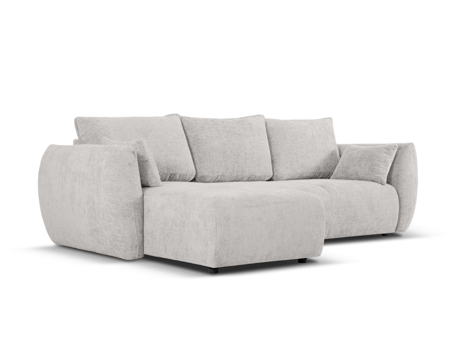 Cosmopolitan Design - Divano convertibile angolare sinistro con contenitore "Matera" 4 posti in ciniglia grigio chiaro 