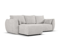 Cosmopolitan Design - Divano convertibile angolare sinistro con contenitore "Matera" 4 posti in ciniglia grigio chiaro 