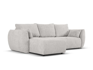 Cosmopolitan Design - Divano convertibile angolare sinistro con contenitore "Matera" 4 posti in ciniglia grigio chiaro 