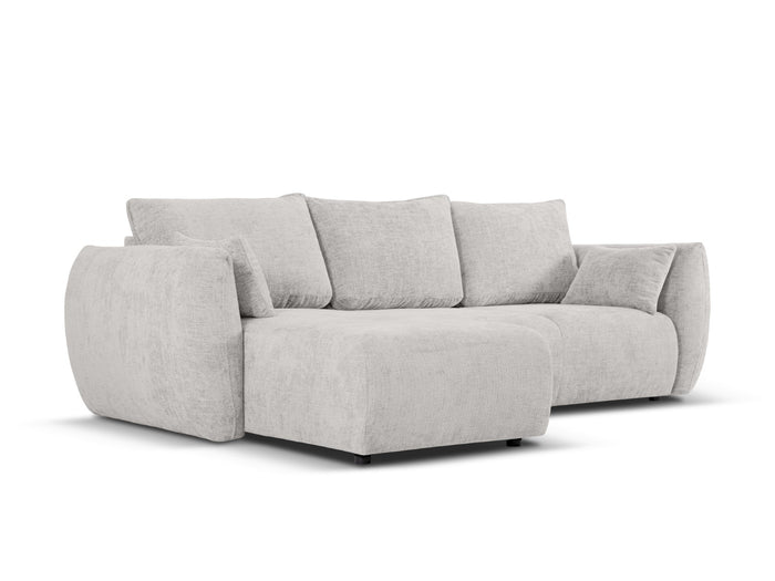 Cosmopolitan Design - Divano convertibile angolare sinistro con contenitore "Matera" 4 posti in ciniglia grigio chiaro 