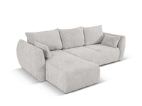 Cosmopolitan Design - Divano convertibile angolare sinistro con contenitore "Matera" 4 posti in ciniglia grigio chiaro 