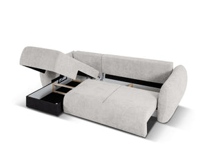 Cosmopolitan Design - Divano convertibile angolare sinistro con contenitore "Matera" 4 posti in ciniglia grigio chiaro 