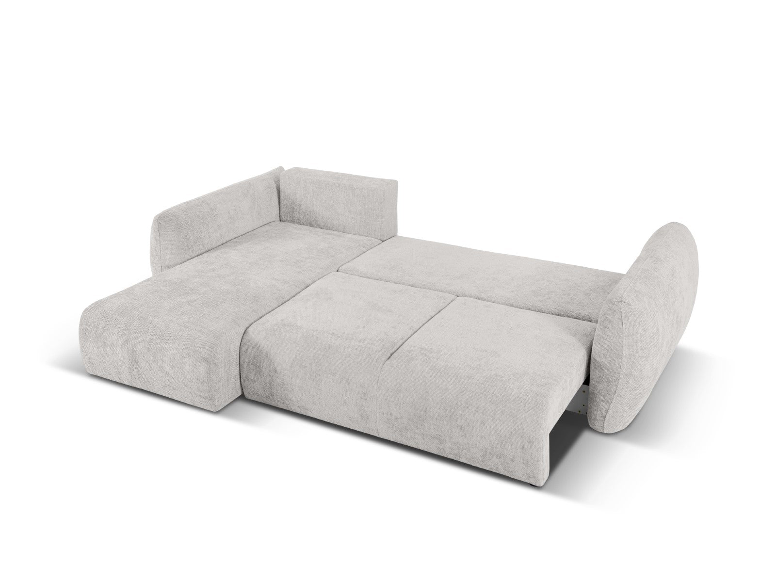 Cosmopolitan Design - Divano convertibile angolare sinistro con contenitore "Matera" 4 posti in ciniglia grigio chiaro 