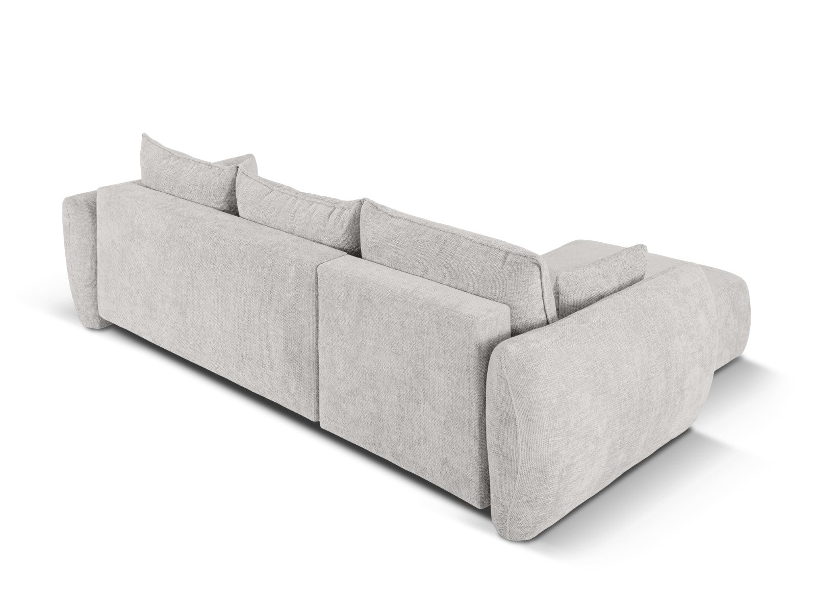 Cosmopolitan Design - Divano convertibile angolare sinistro con contenitore "Matera" 4 posti in ciniglia grigio chiaro 