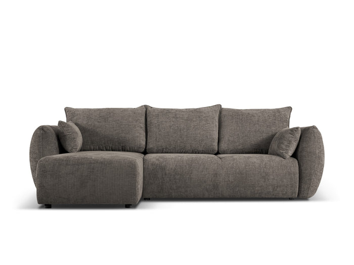 Cosmopolitan Design - Divano convertibile angolare sinistro con contenitore "Matera" 4 posti in ciniglia grigio 