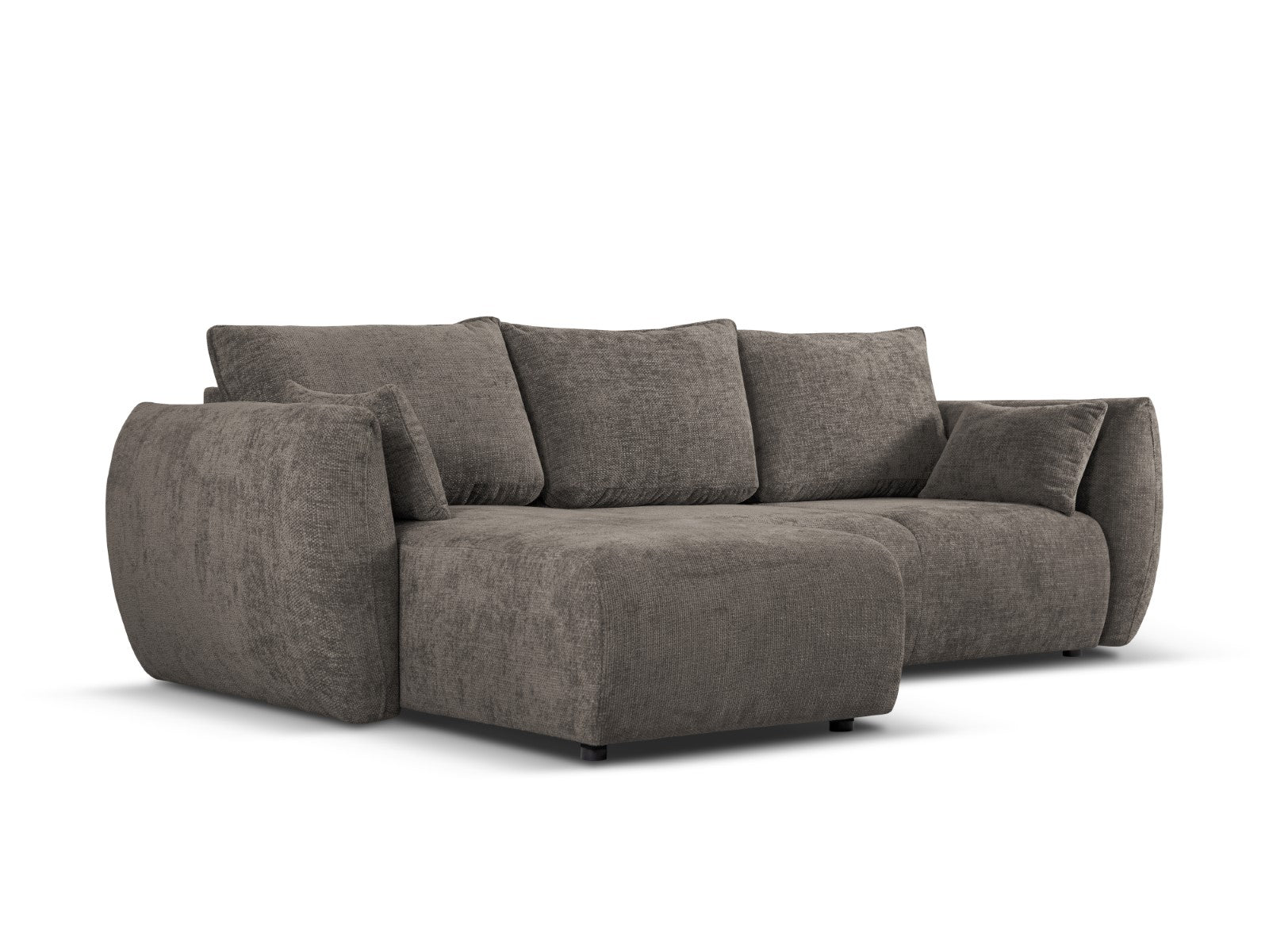 Cosmopolitan Design - Divano convertibile angolare sinistro con contenitore "Matera" 4 posti in ciniglia grigio 