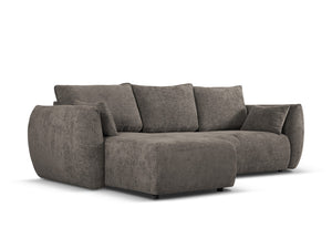 Cosmopolitan Design - Divano convertibile angolare sinistro con contenitore "Matera" 4 posti in ciniglia grigio 