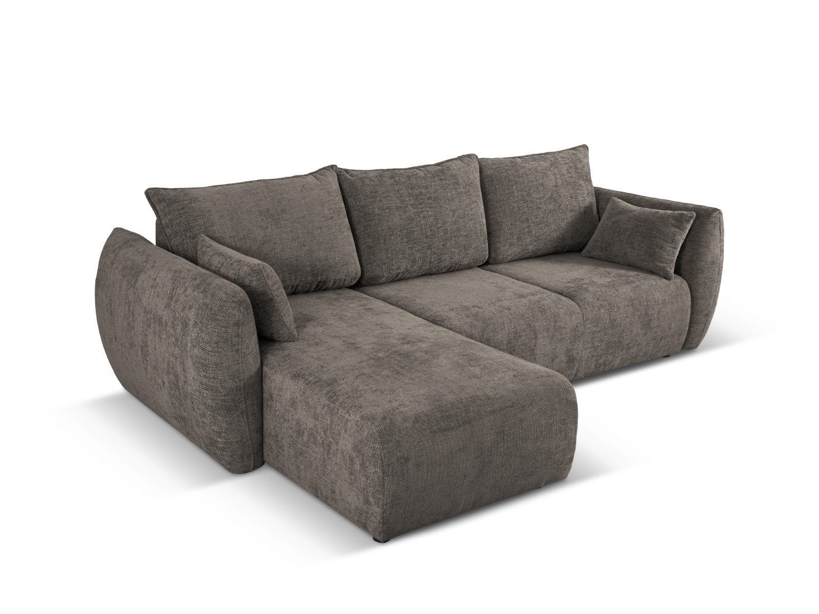 Cosmopolitan Design - Divano convertibile angolare sinistro con contenitore "Matera" 4 posti in ciniglia grigio 