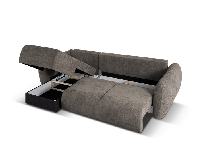 Cosmopolitan Design - Divano convertibile angolare sinistro con contenitore "Matera" 4 posti in ciniglia grigio 