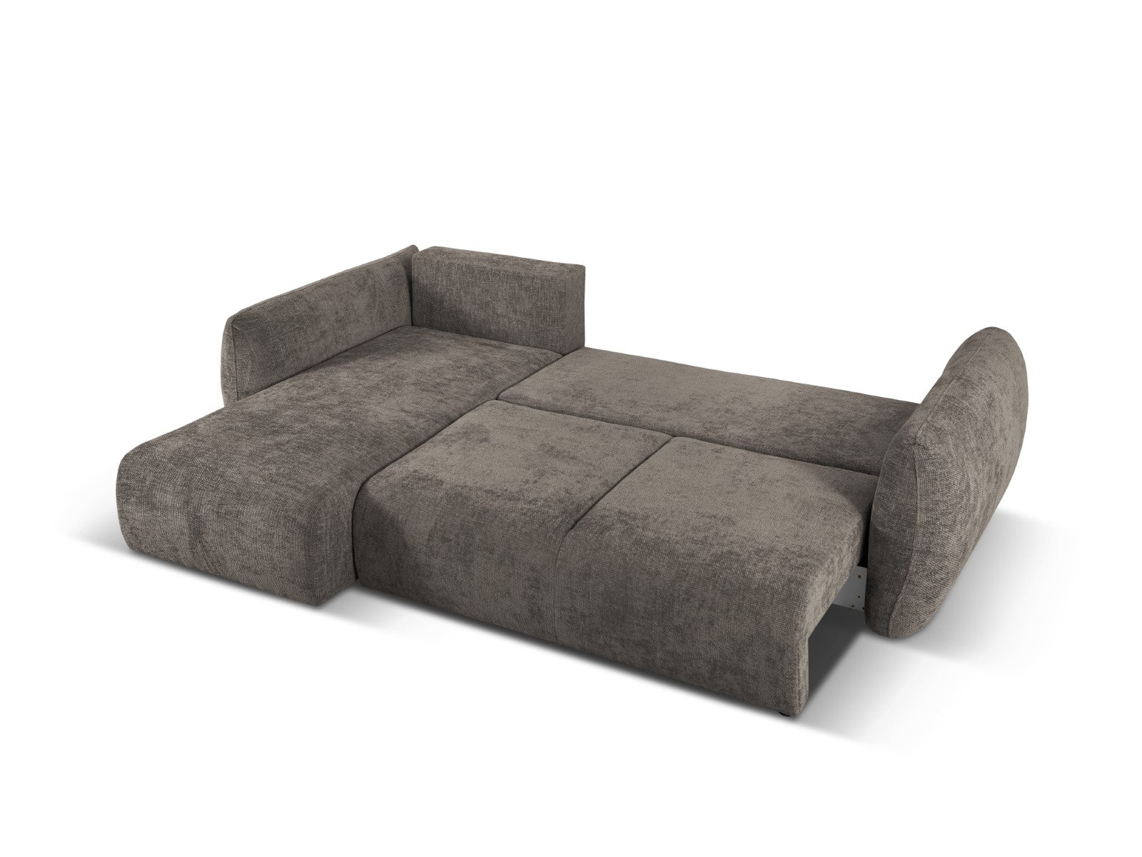 Cosmopolitan Design - Divano convertibile angolare sinistro con contenitore "Matera" 4 posti in ciniglia grigio 