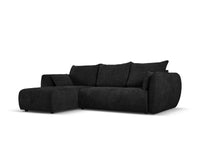 Cosmopolitan Design - Divano convertibile angolare sinistro con contenitore "Matera" 4 posti in ciniglia nero 