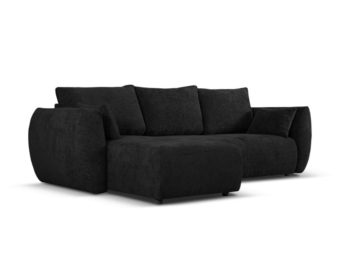 Cosmopolitan Design - Divano convertibile angolare sinistro con contenitore "Matera" 4 posti in ciniglia nero 