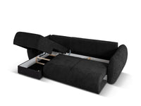 Cosmopolitan Design - Divano convertibile angolare sinistro con contenitore "Matera" 4 posti in ciniglia nero 