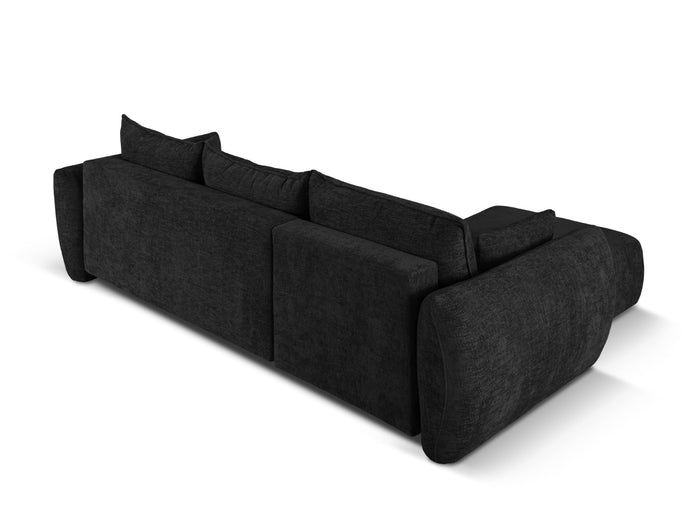 Cosmopolitan Design - Divano convertibile angolare sinistro con contenitore "Matera" 4 posti in ciniglia nero 