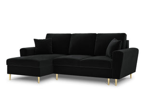 Cosmopolitan Design - Divano convertibile angolare sinistro con contenitore "Kyoto" 4 posti in velluto nero 