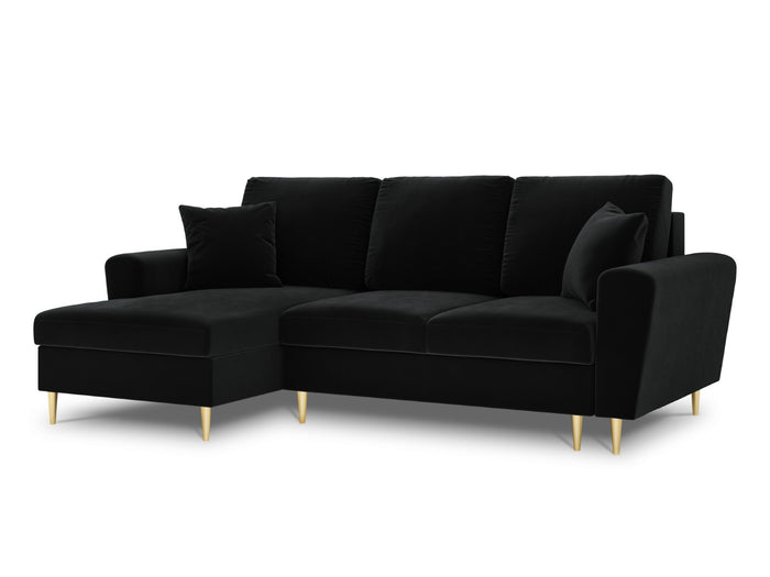 Cosmopolitan Design - Divano convertibile angolare sinistro con contenitore "Kyoto" 4 posti in velluto nero 