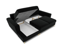 Cosmopolitan Design - Divano convertibile angolare sinistro con contenitore "Kyoto" 4 posti in velluto nero 