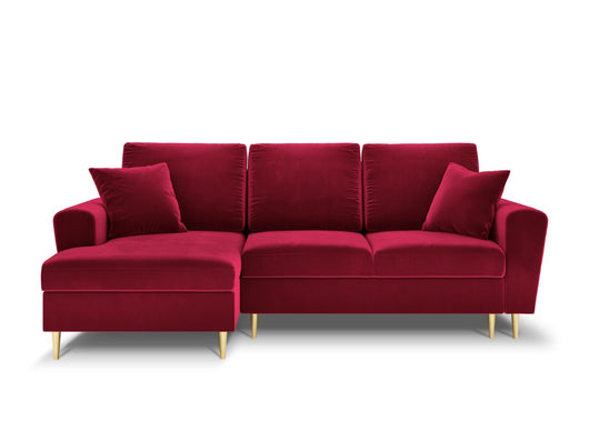 Cosmopolitan Design - Divano convertibile angolare sinistro con contenitore "Kyoto" 4 posti in velluto rosso 