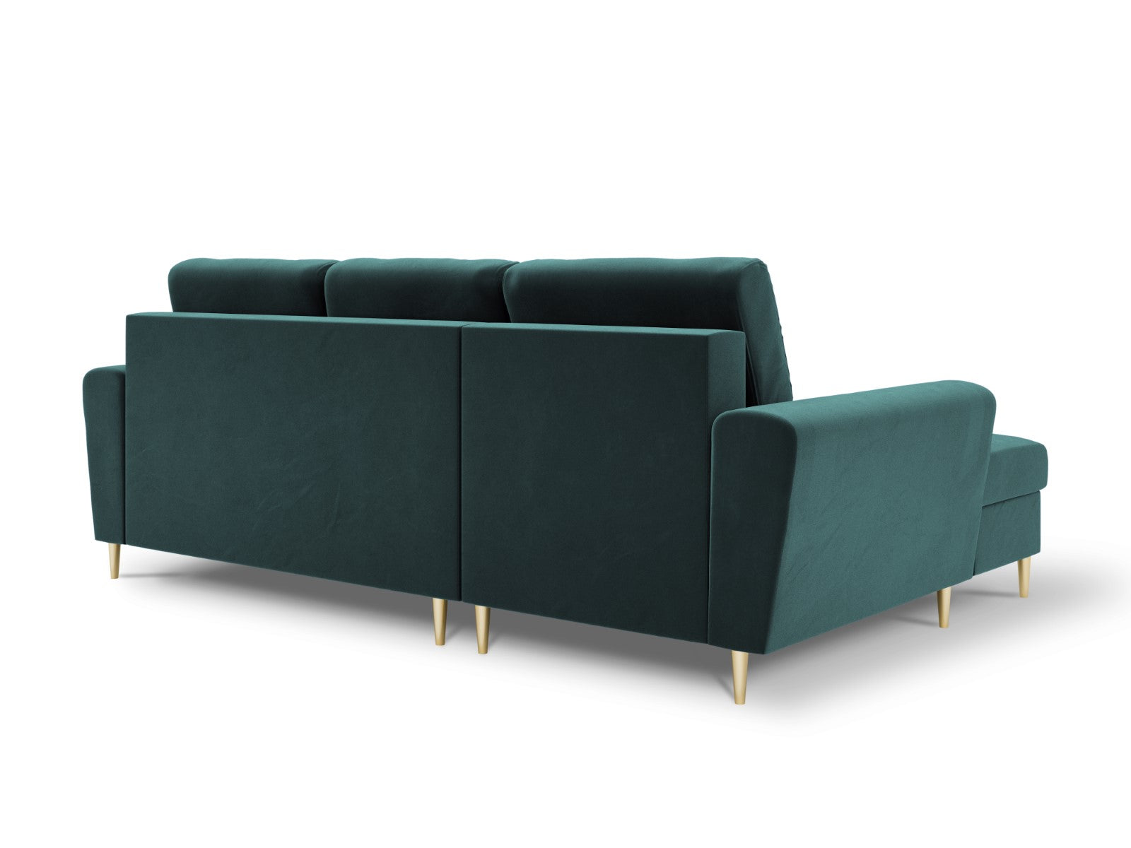 Cosmopolitan Design - Divano convertibile angolare sinistro con contenitore "Kyoto" 4 posti in velluto petrolio 