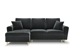 Cosmopolitan Design - Divano convertibile angolare sinistro con contenitore "Kyoto" 4 posti in velluto grigio scuro 