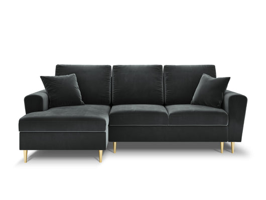 Cosmopolitan Design - Divano convertibile angolare sinistro con contenitore "Kyoto" 4 posti in velluto grigio scuro 